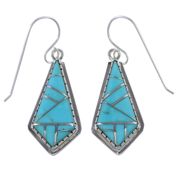 Silver Southwest Turquoise Hook Dangle Earrings CX45358
